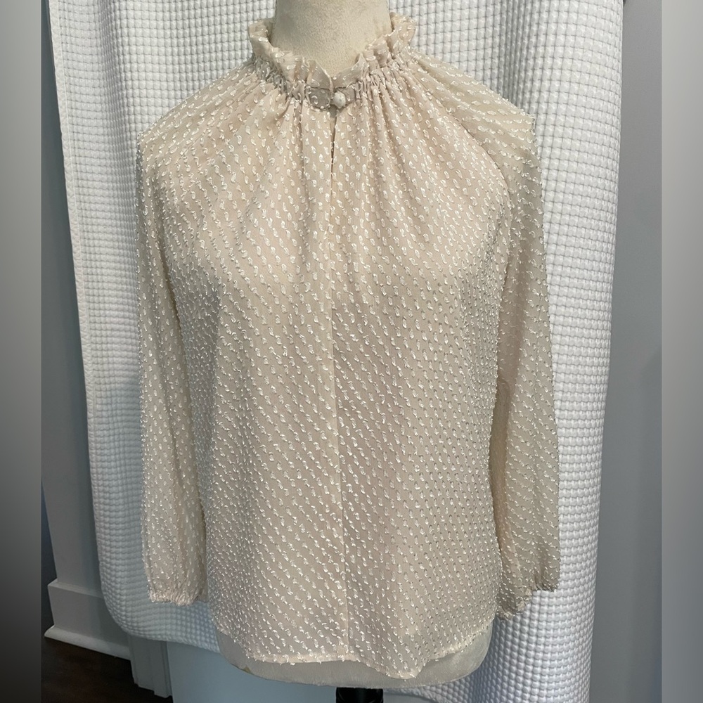 NWT Ann Taylor Light Mauve Textured Blouse. Size XS.